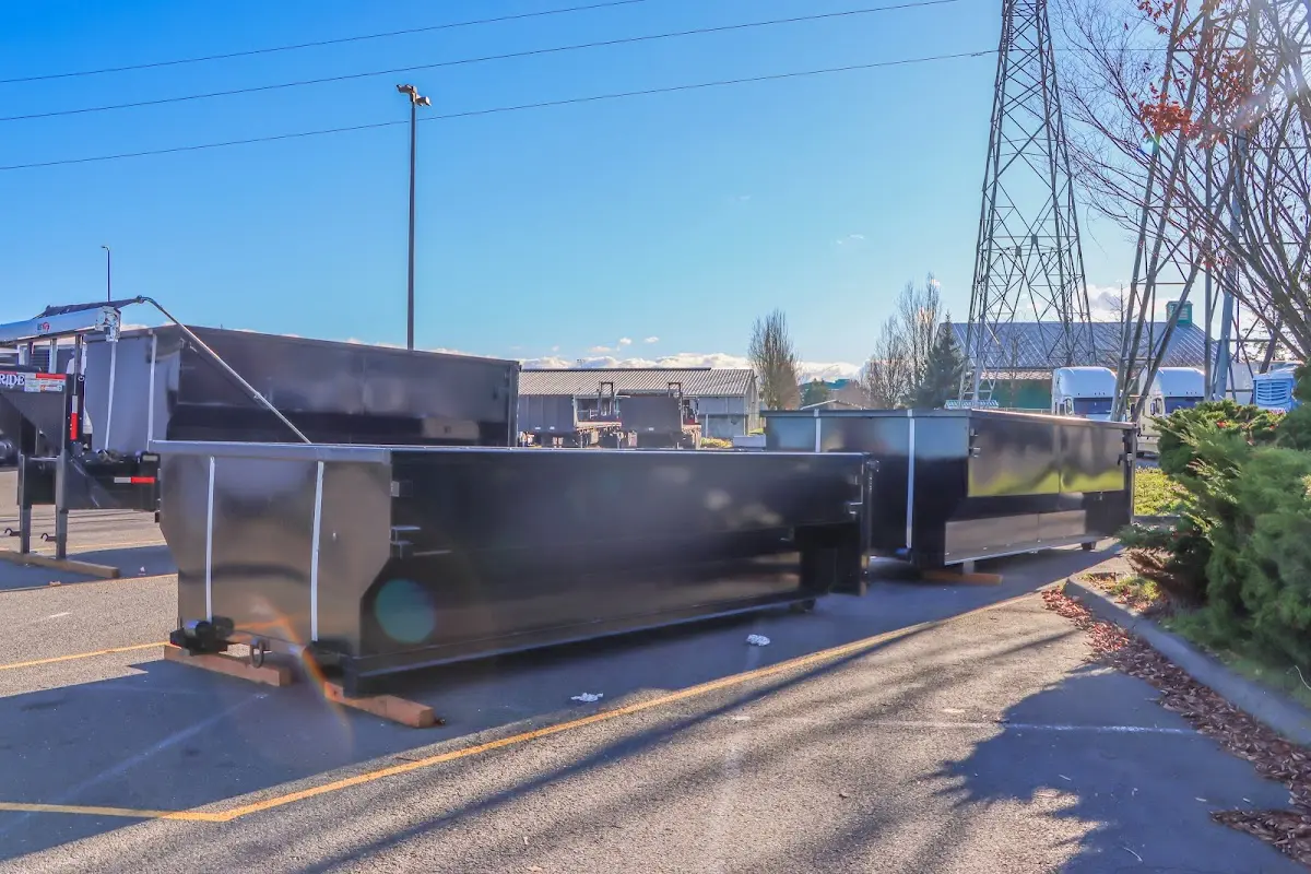Roll-off dumpster ready for waste disposal at job site for Concrete Dumpster Rental in Plainsboro